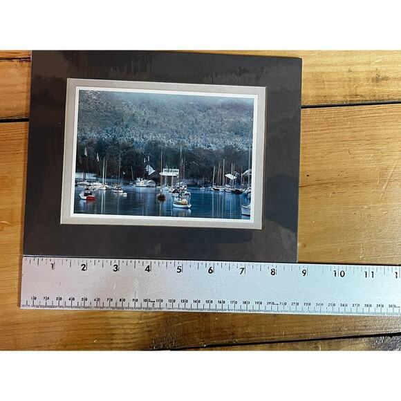 New vintage print sailboat harbor Bay Maine. Matted. Water Nautical - Picture 5 of 5